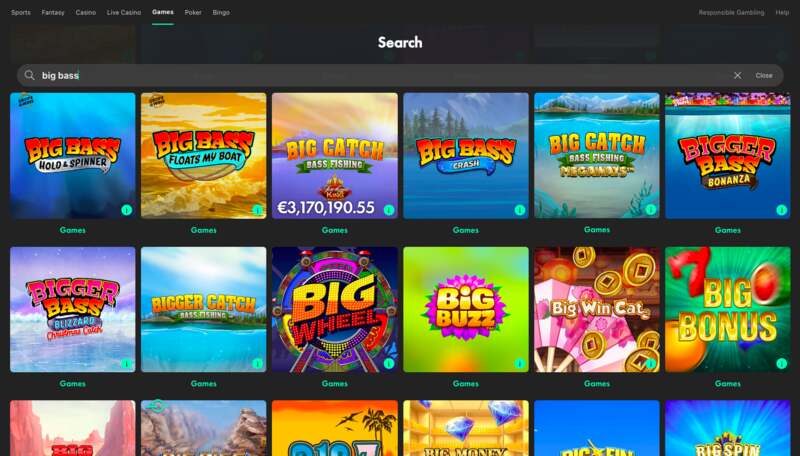 поиск Big Bass игр в Bet365